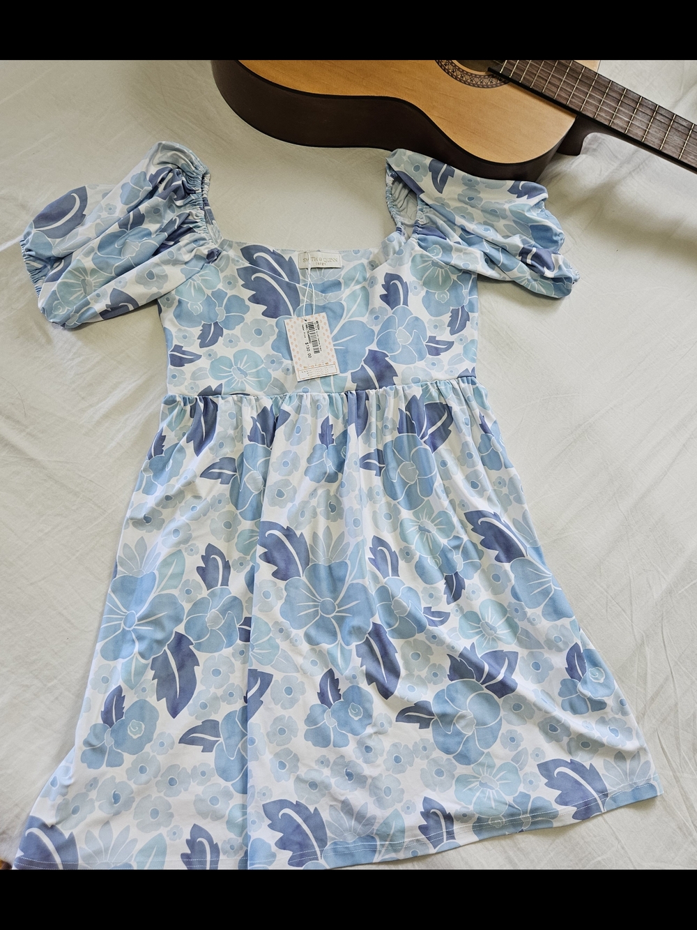 Smith & Quinn Babydoll Blue Floral Puff-Sleeve Dress